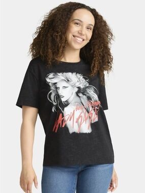 Women’s Official Lady Gaga Born This Way Graphic Tee Black with Red Scripting